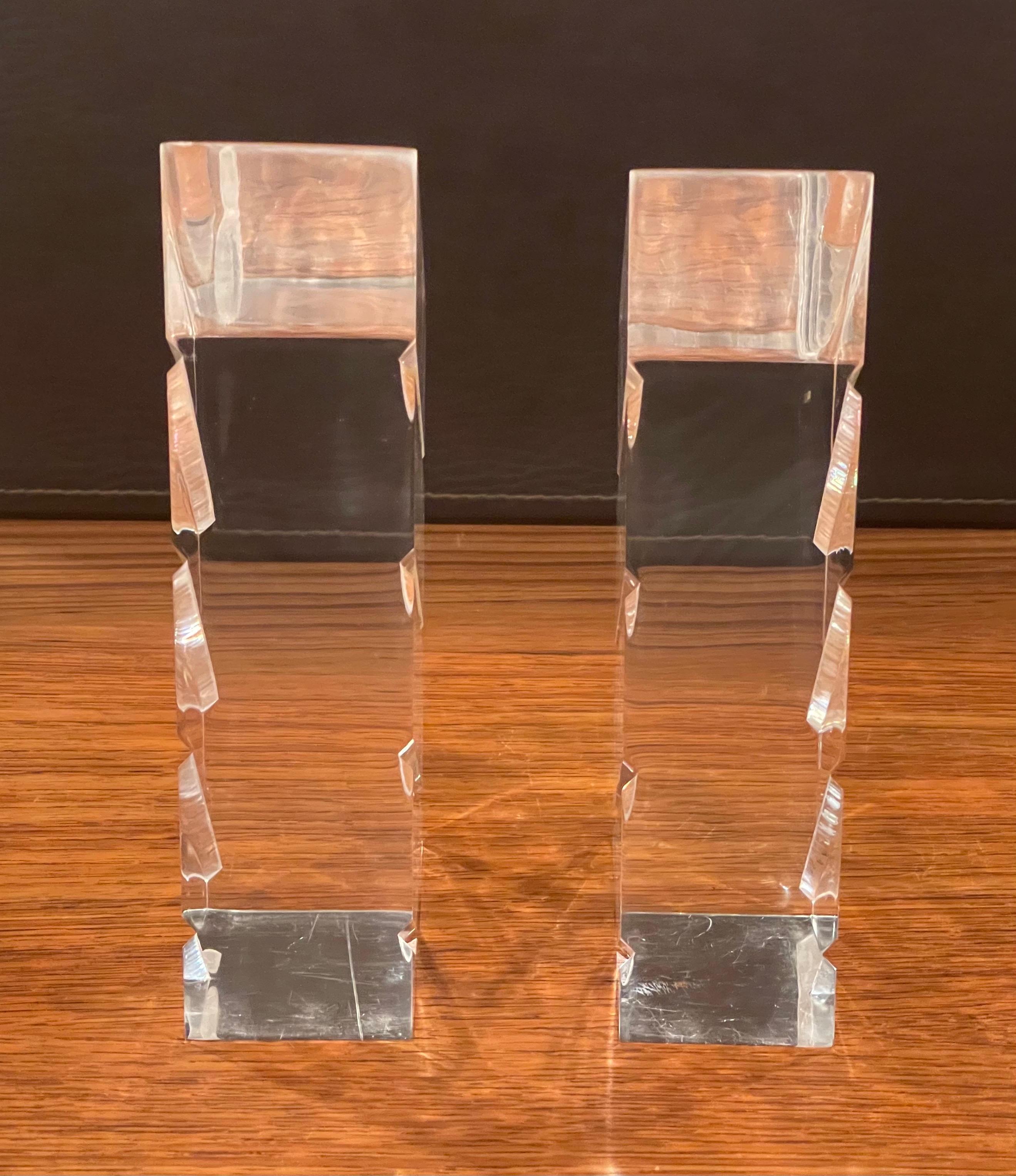 Pair of Midcentury Lucite Bookends by Herb Ritts for Astrolite In Good Condition For Sale In San Diego, CA