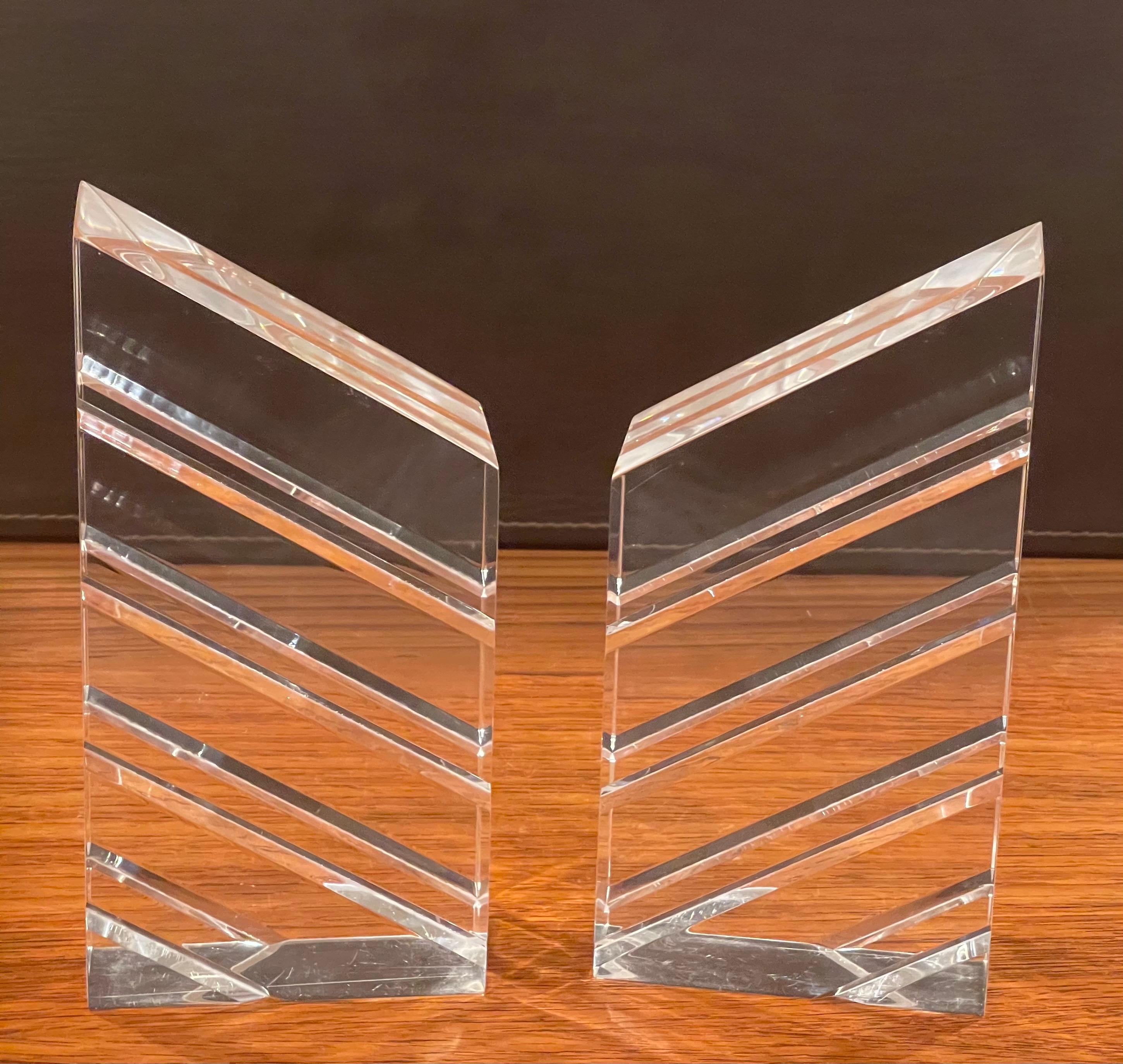 20th Century Pair of Midcentury Lucite Bookends by Herb Ritts for Astrolite For Sale