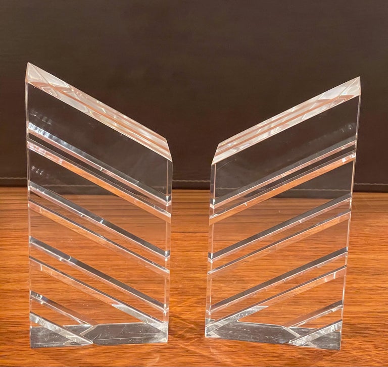 Pair of Midcentury Lucite Bookends by Herb Ritts for Astrolite For Sale 1
