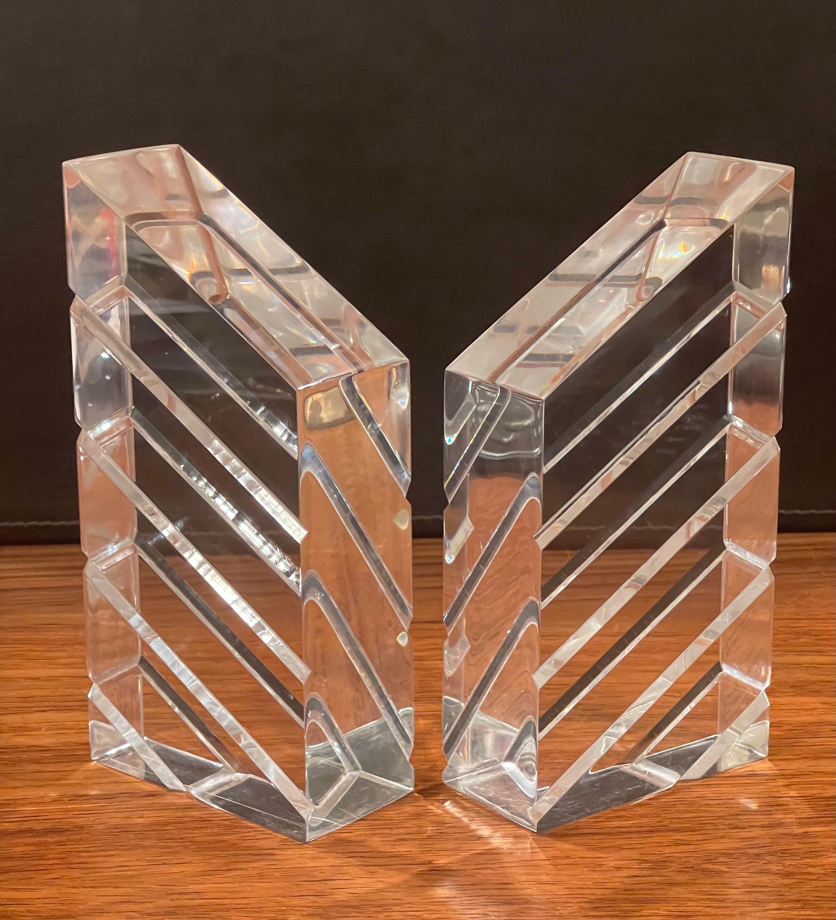 Pair of Midcentury Lucite Bookends by Herb Ritts for Astrolite For Sale 1