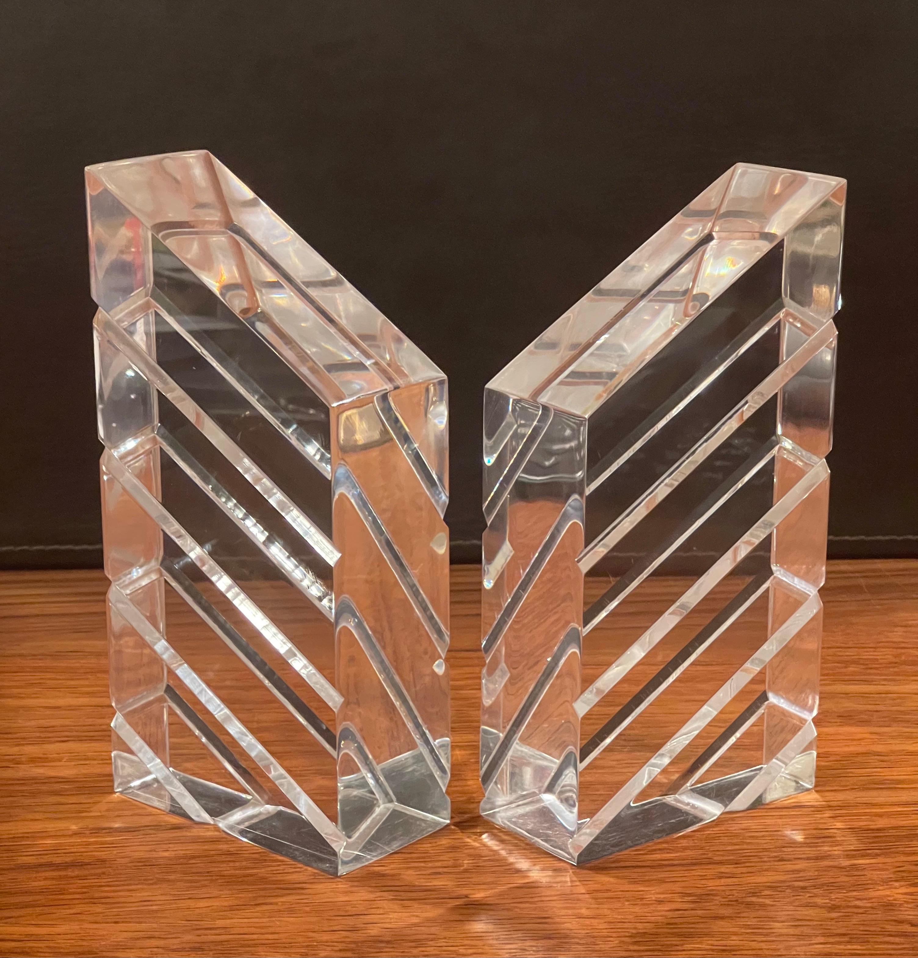 Pair of Midcentury Lucite Bookends by Herb Ritts for Astrolite For Sale 2