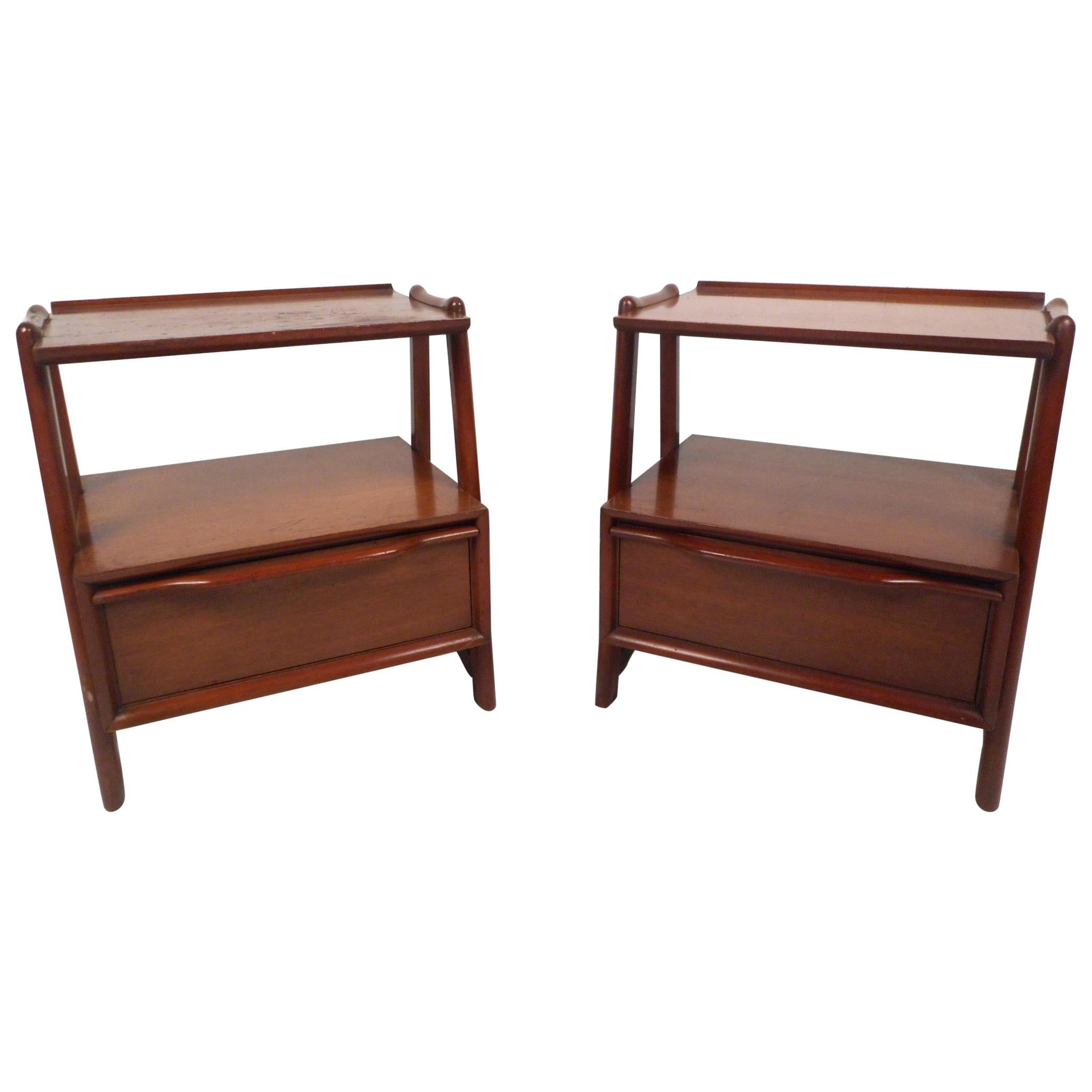 Pair of Midcentury Mahogany Nightstands