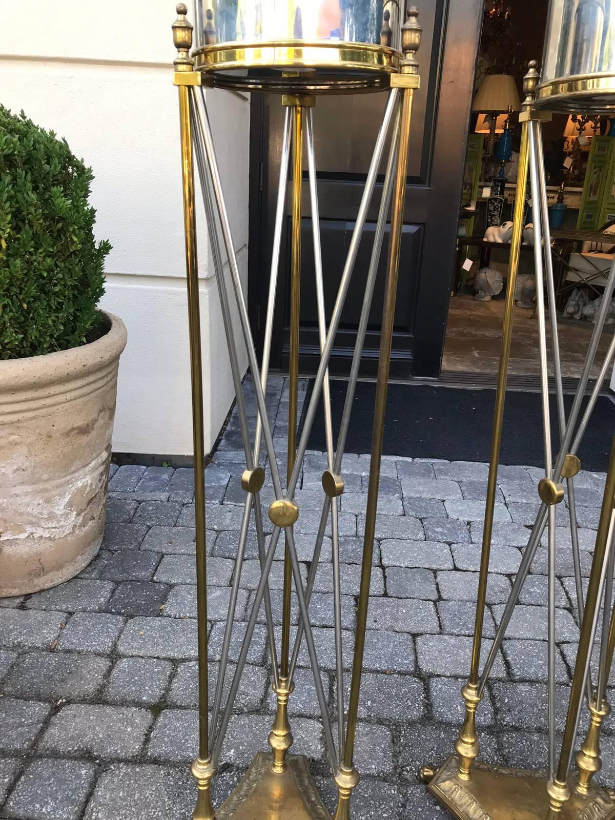 Pair of Midcentury Maison Jansen Directoire Style Torchere Plant Pedestals In Good Condition In Atlanta, GA