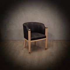 Midcentury Maple Brass and Fabric Austrian Loveseats Club Armchairs, 1940