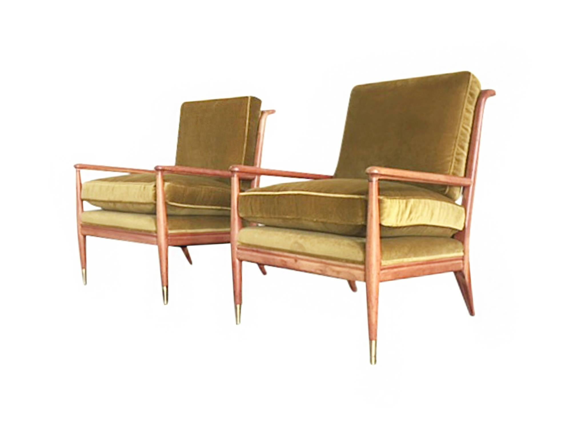 Mid-Century Modern Pair of Midcentury Maple Lounge Chairs by John Stuart for Widdicomb