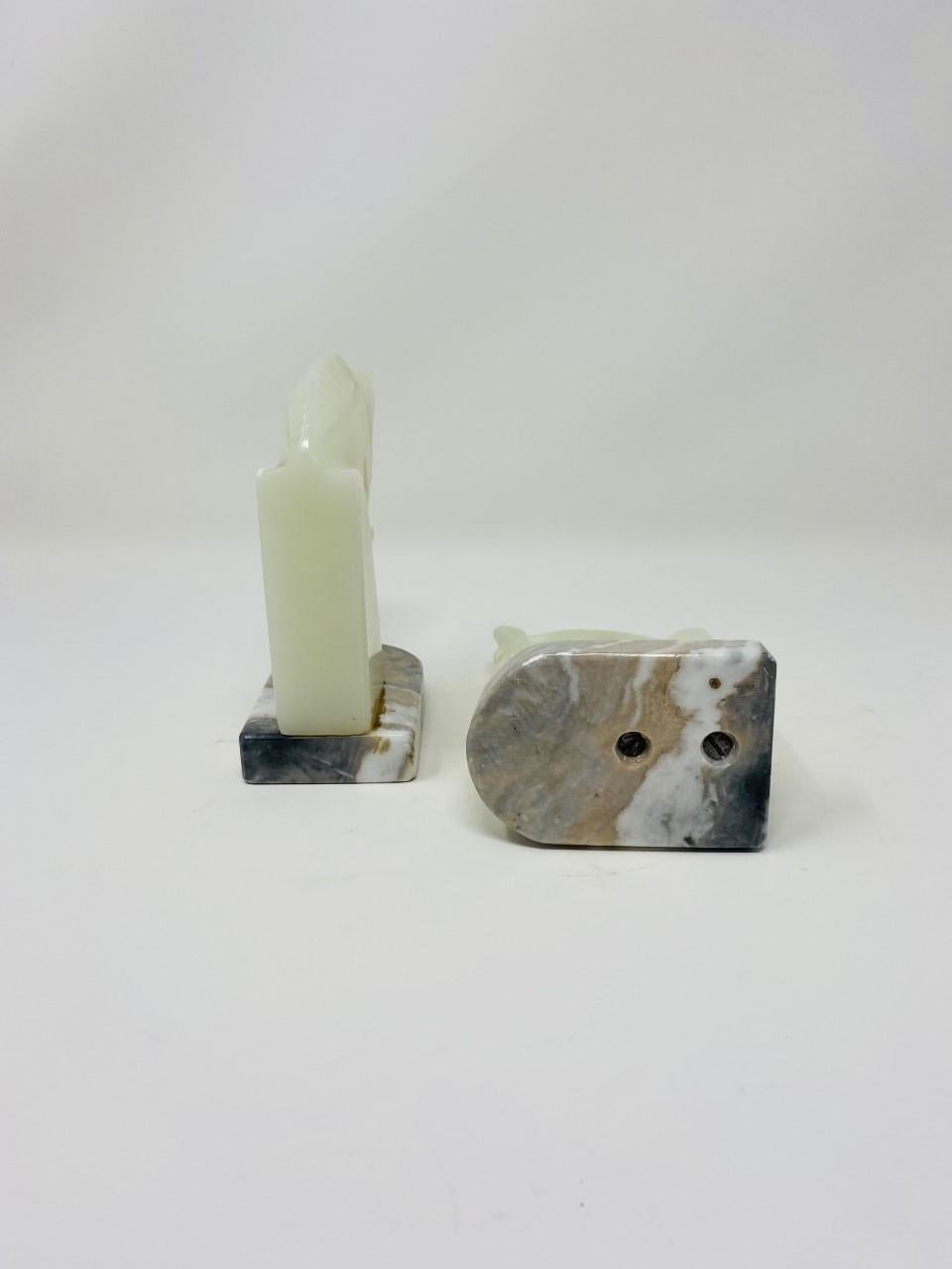 Pair of Midcentury Marble Horse Head Bookends 4