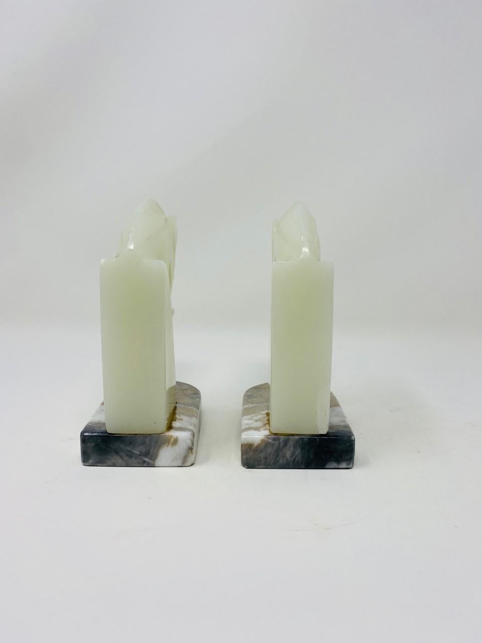 Pair of Midcentury Marble Horse Head Bookends 3