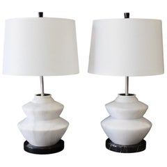 Pair of Midcentury Marble Lamps, in the Manner of Giacometti