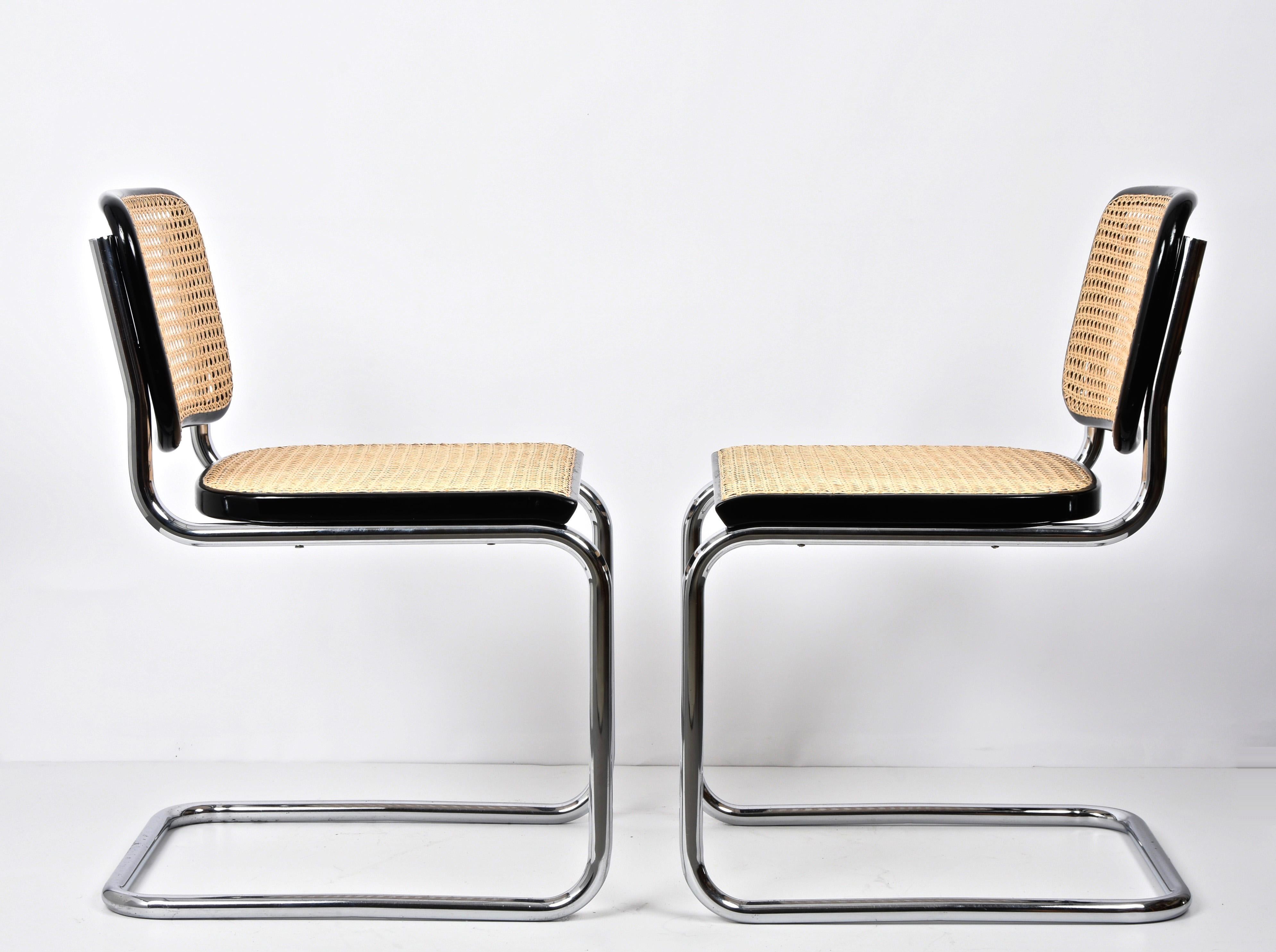 Paire de chaises Cesca Marcel Breuer chromées et en rotin pour Gavina 1970 en vente 9