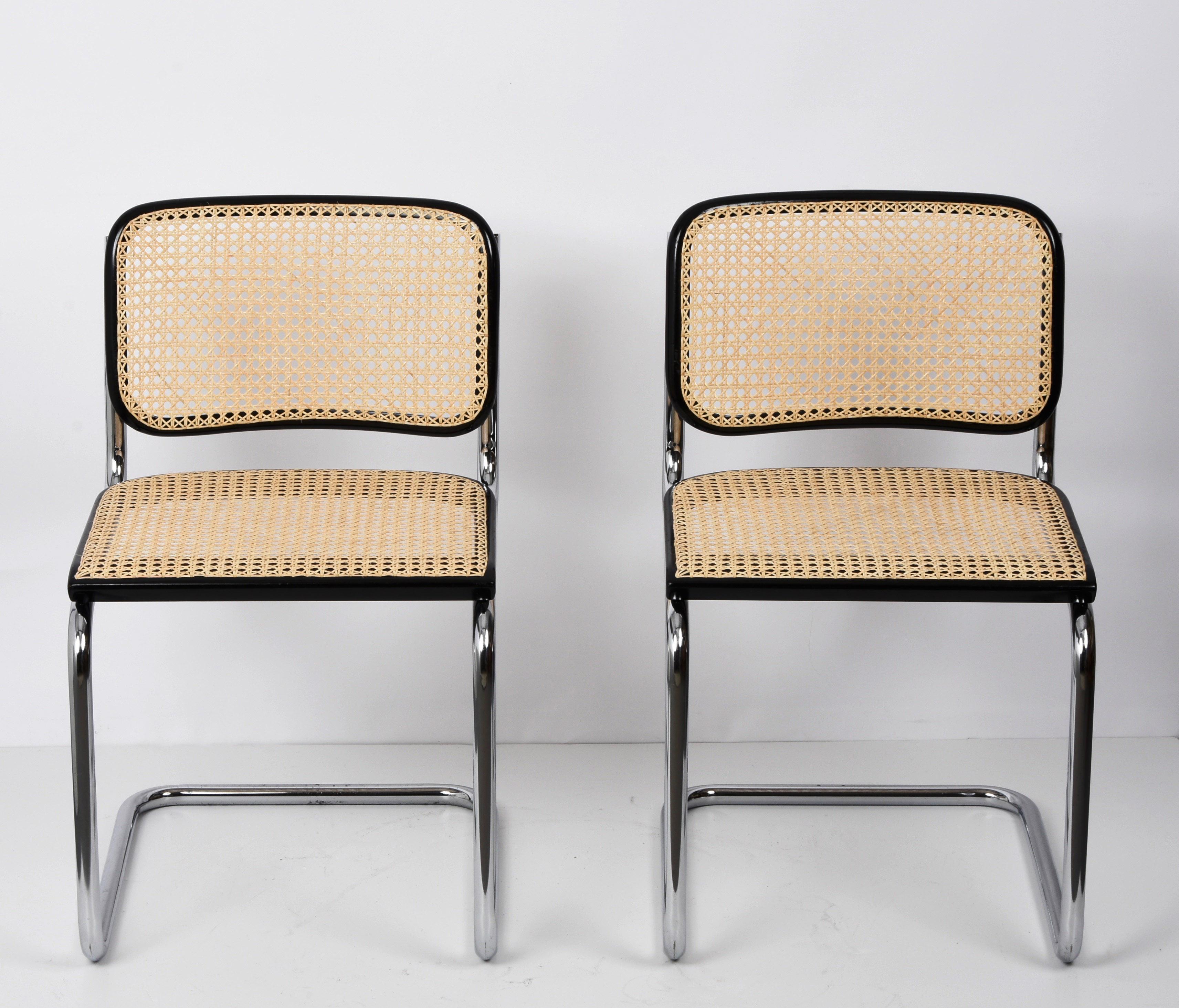 Paire de chaises Cesca Marcel Breuer chromées et en rotin pour Gavina 1970 en vente 10