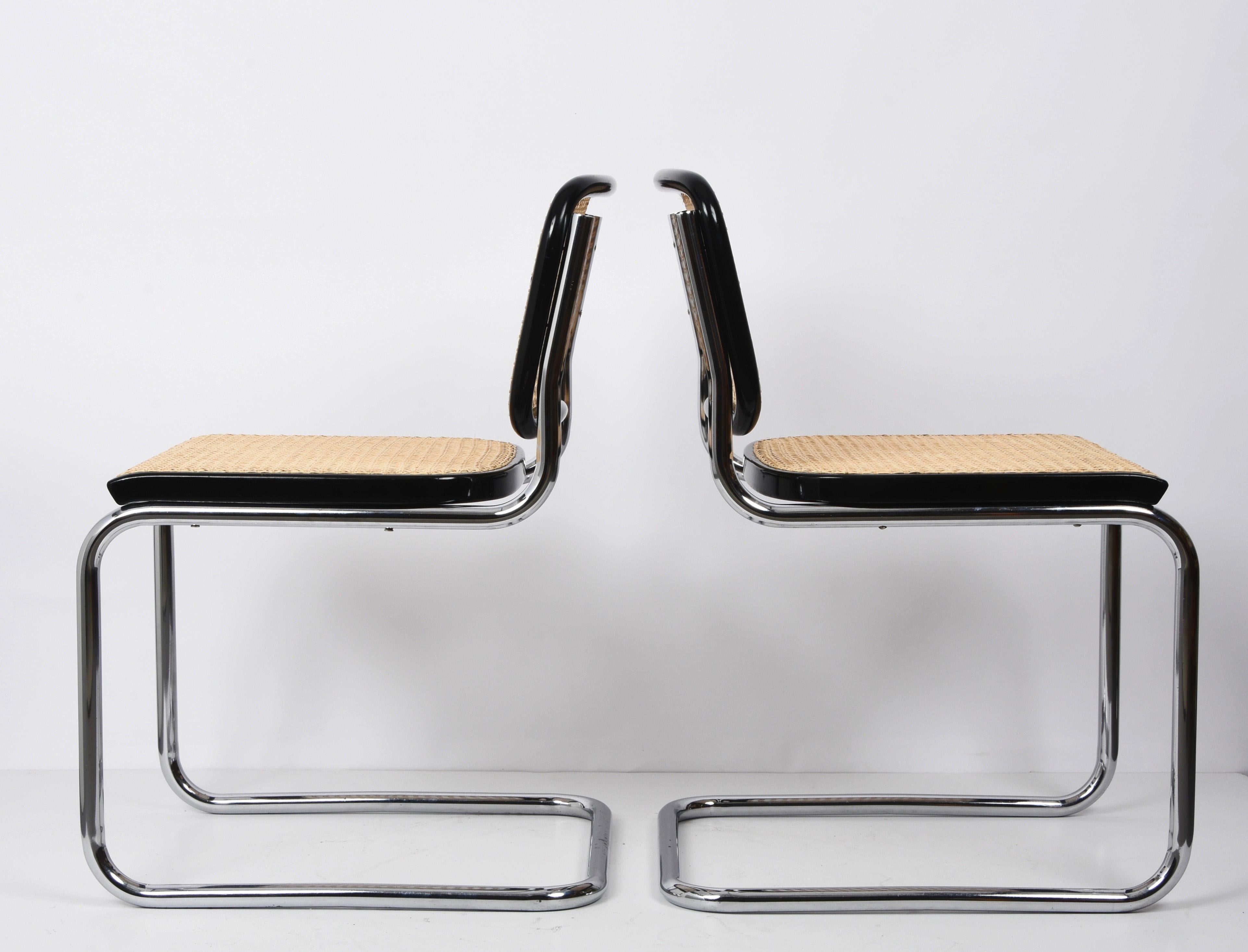 Ein Paar Cesca-Stühle aus Chrom und Rattan von Marcel Breuer aus der Mitte des Jahrhunderts für Gavina, 1970er Jahre im Angebot 11