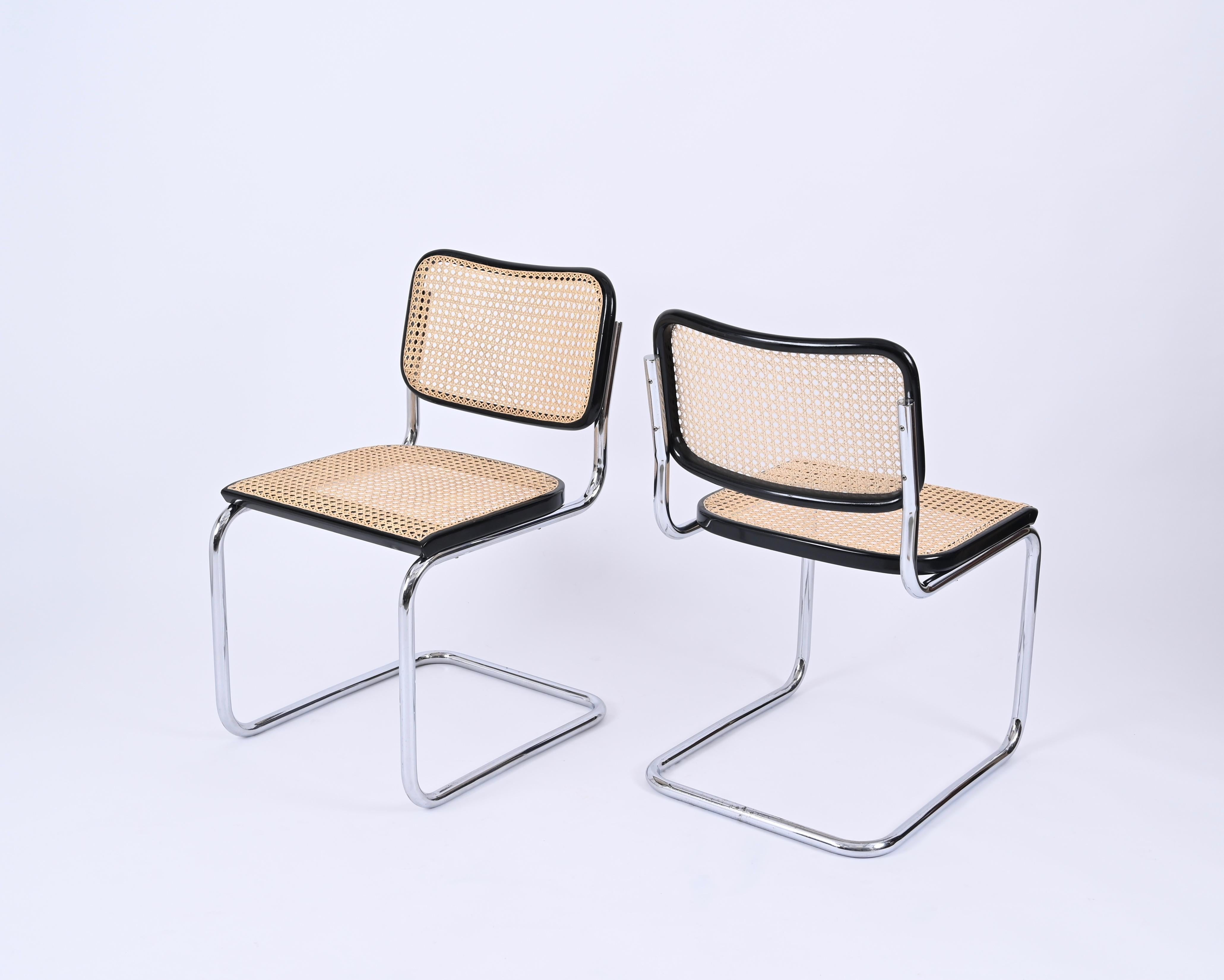 Paire de chaises Cesca Marcel Breuer chromées et en rotin pour Gavina 1970 en vente 2