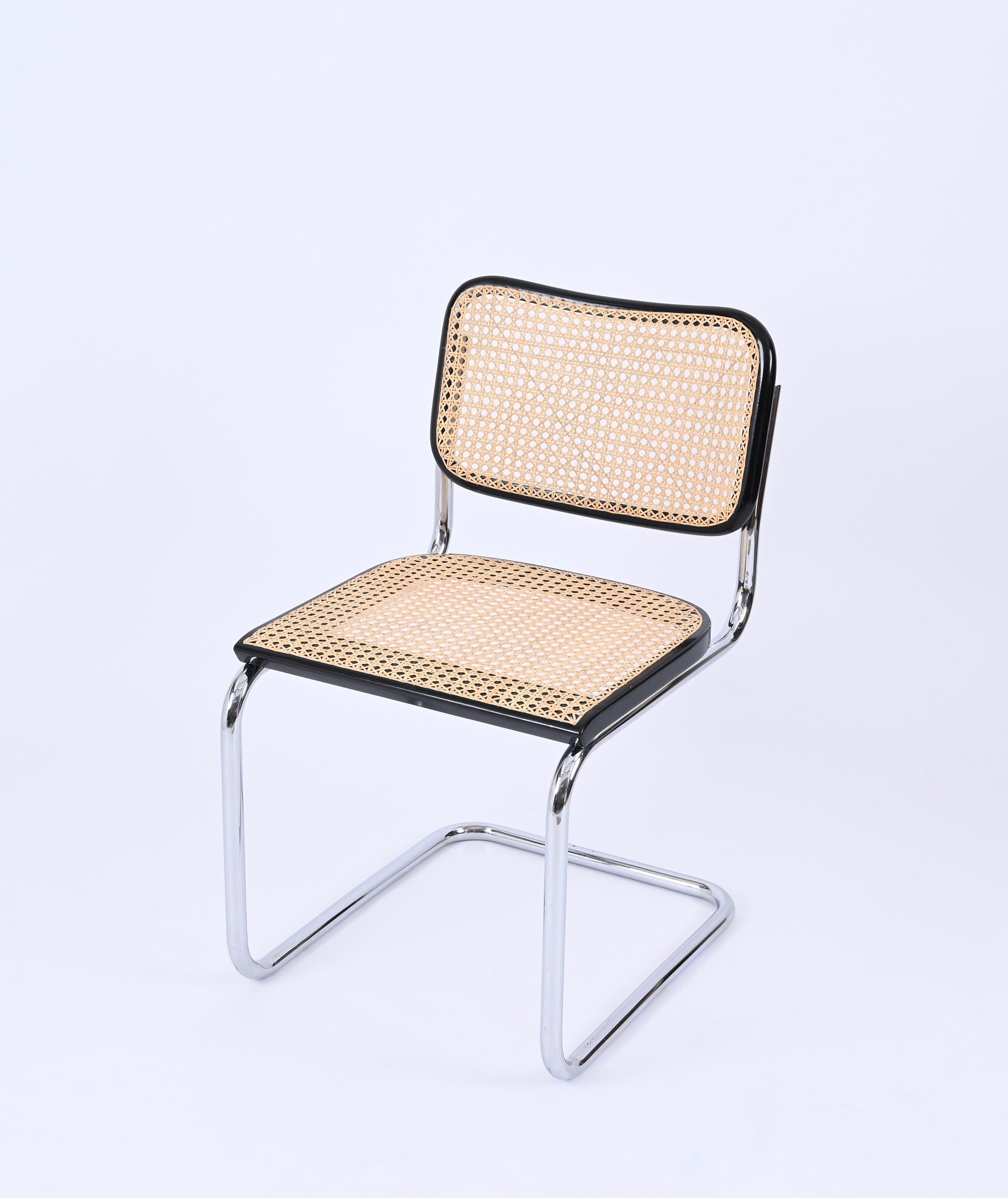 Pair of Midcentury Marcel Breuer Chrome and Rattan Cesca Chairs for Gavina 1970s In Good Condition For Sale In Roma, IT