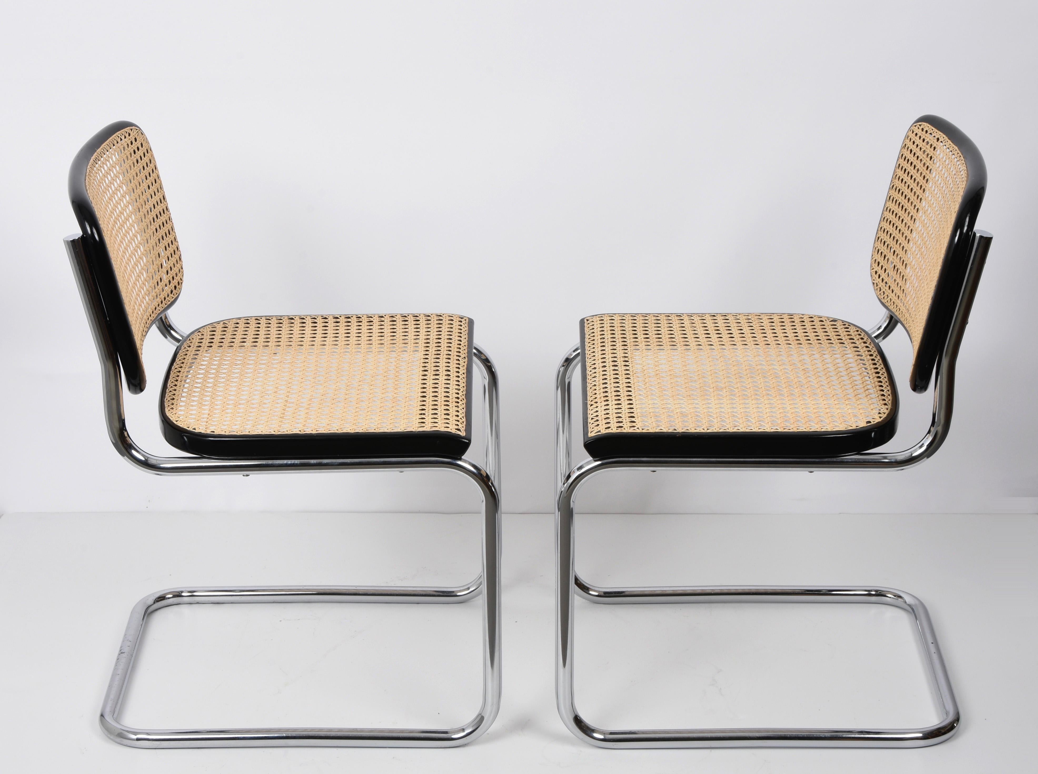 Pair of Midcentury Marcel Breuer Chrome and Rattan Cesca Chairs for Gavina 1970s For Sale 5