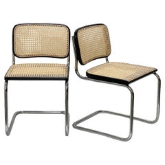 Pair of Midcentury Marcel Breuer Chrome and Rattan Cesca Chairs for Gavina 1970s