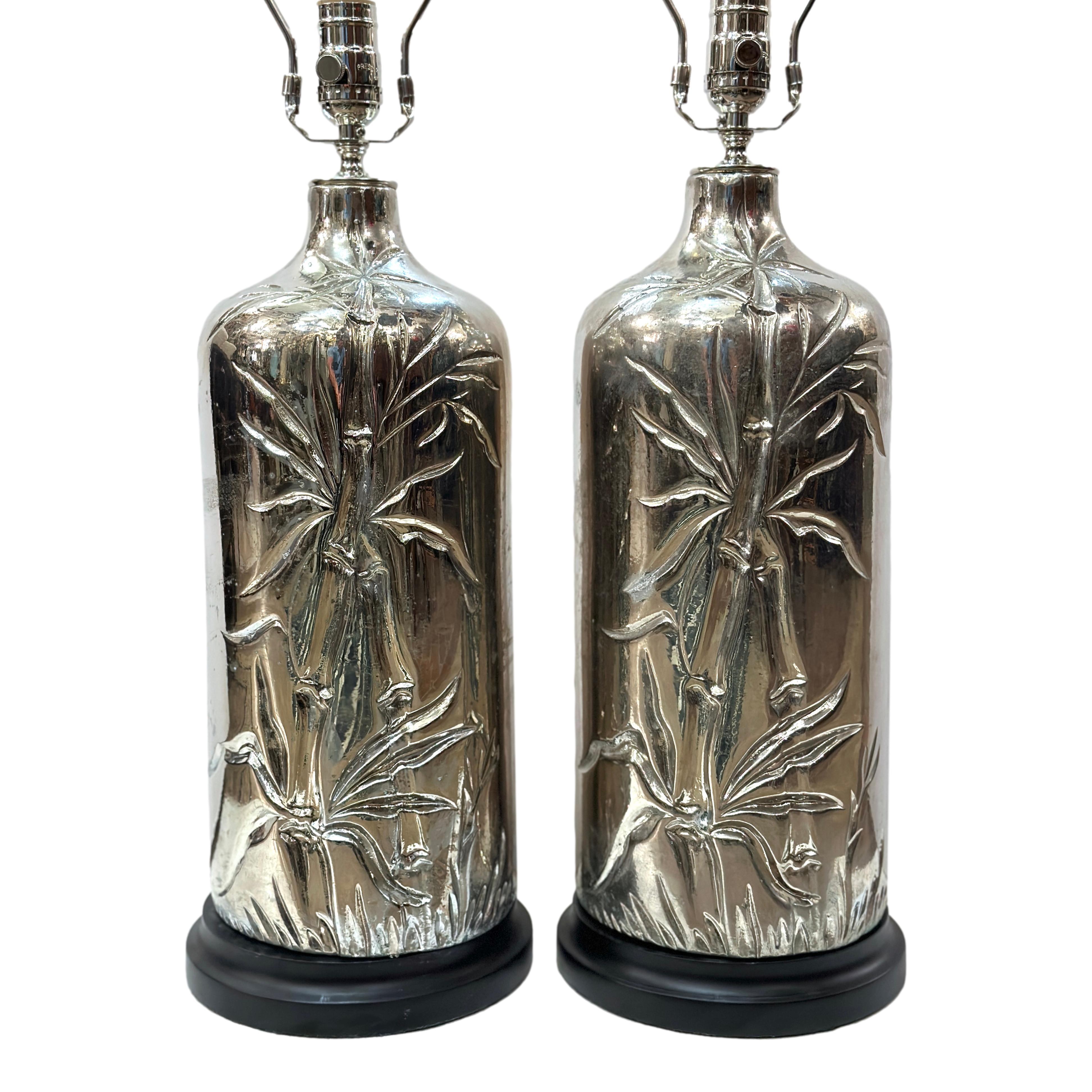 Pair of Midcentury Mercury Glass Lamps For Sale 2