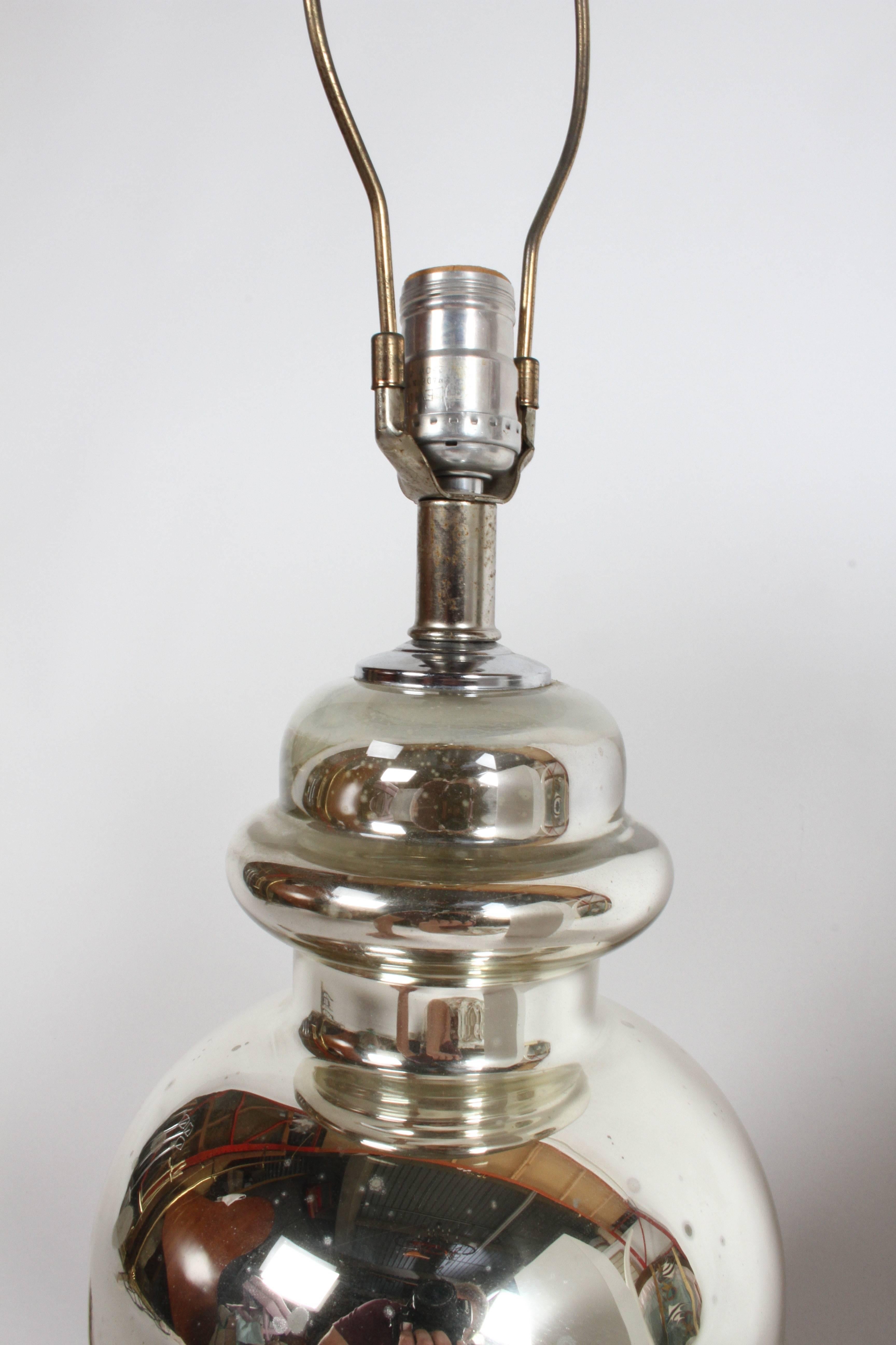 Pair of Mid-Century Classical Urn Form Mercury Glass Table Lamps For Sale 3