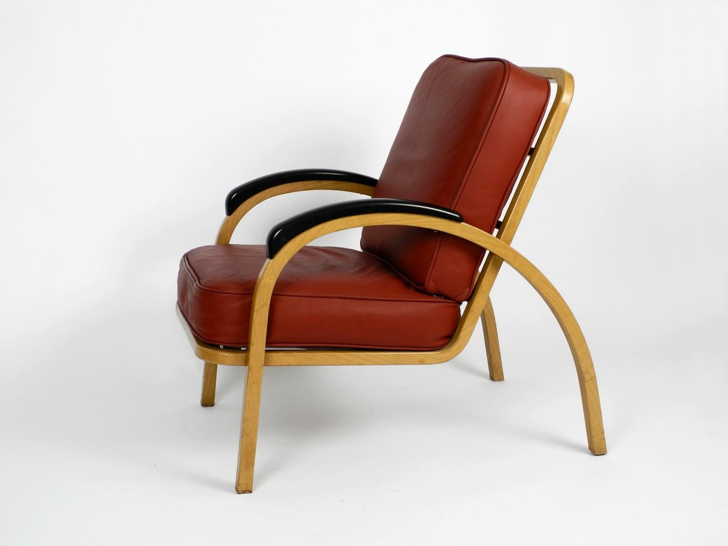 Mid-Century Modern Pair of Midcentury Metal Leather Armchairs Newly Upholstered Norman Bel Geddes
