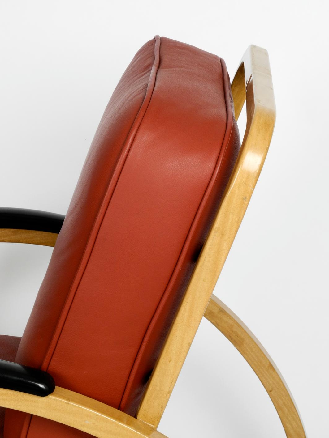 American Pair of Midcentury Metal Leather Armchairs Newly Upholstered Norman Bel Geddes