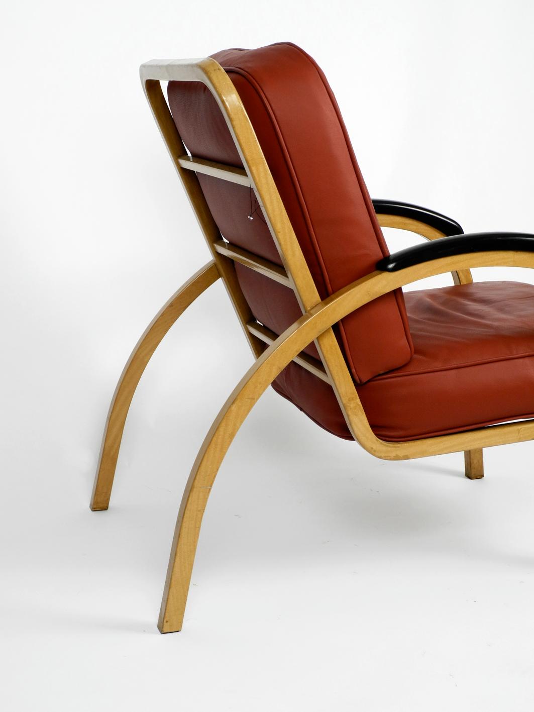 Pair of Midcentury Metal Leather Armchairs Newly Upholstered Norman Bel Geddes In Good Condition In München, DE