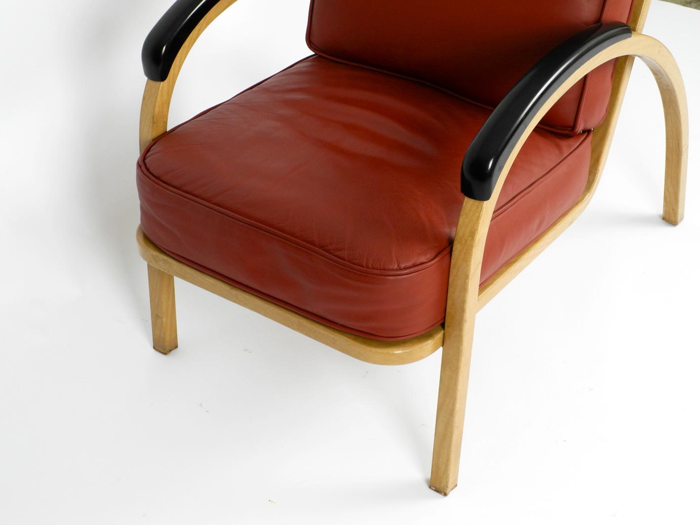 Pair of Midcentury Metal Leather Armchairs Newly Upholstered Norman Bel Geddes 1
