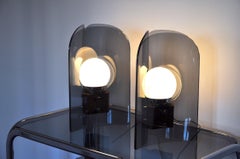 Pair of Midcentury Methacrylate and Wood Denmark Lamp
