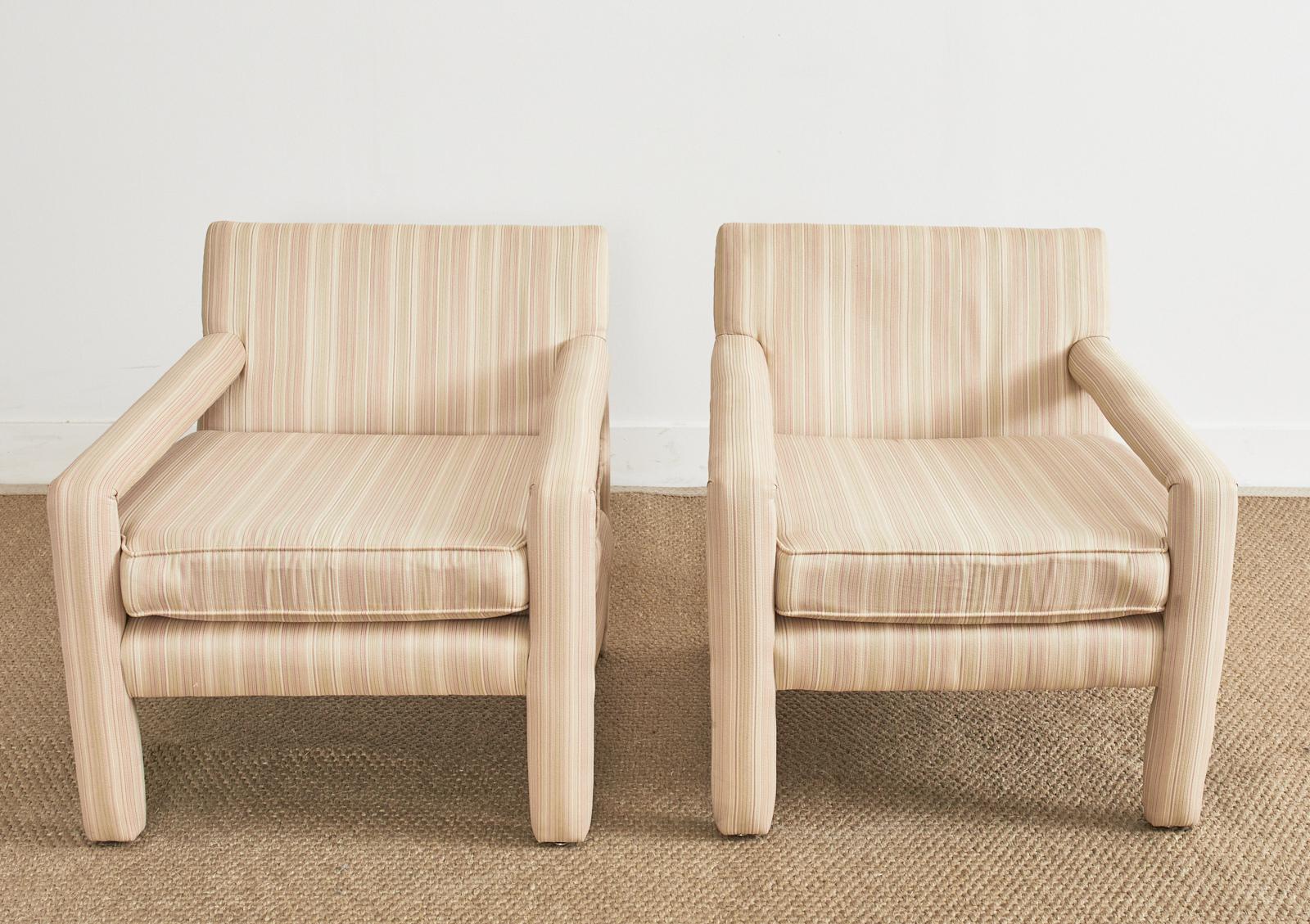 Pair of Mid-Century Milo Baughman Style Parsons Armchairs 4
