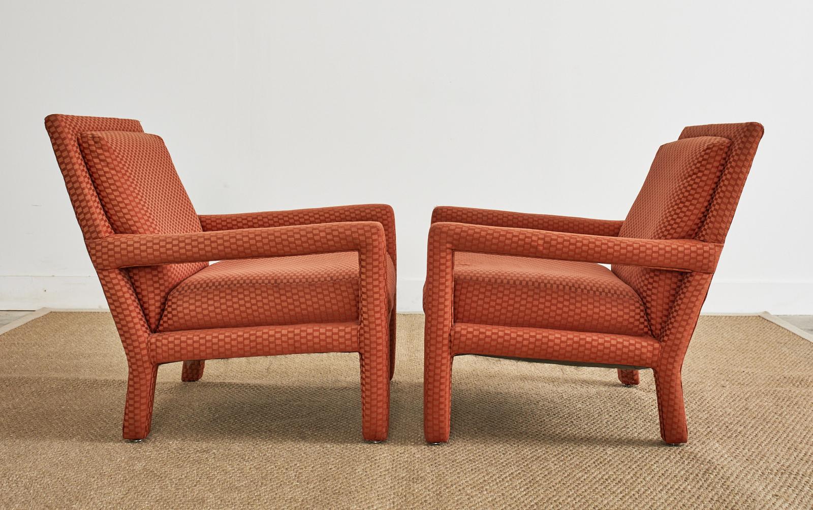 Pair of Midcentury Milo Baughman Style Parsons Armchairs 6