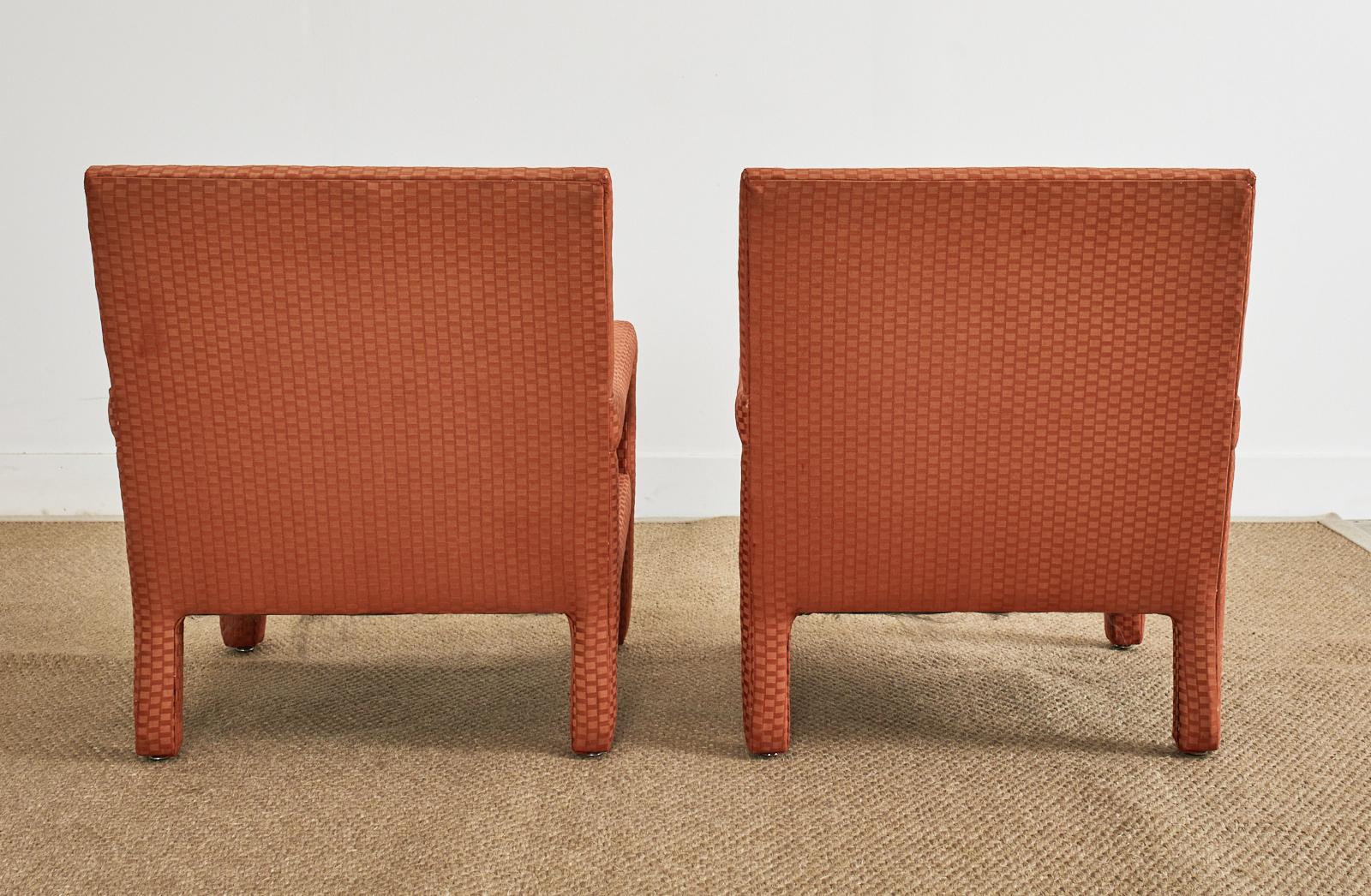 Pair of Midcentury Milo Baughman Style Parsons Armchairs 12