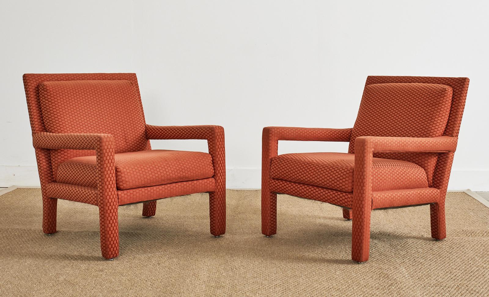 Mid-Century Modern Pair of Midcentury Milo Baughman Style Parsons Armchairs