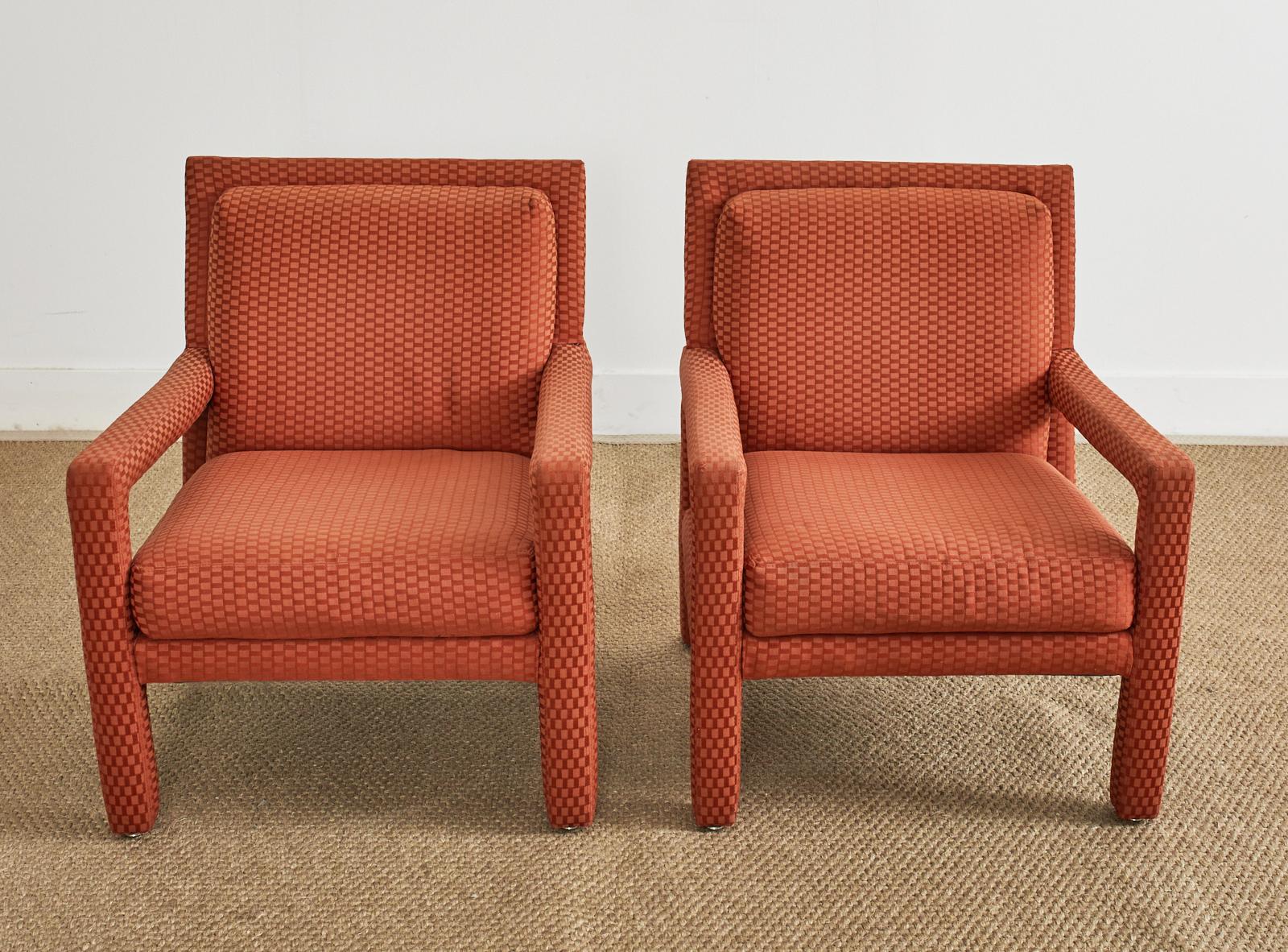 20th Century Pair of Midcentury Milo Baughman Style Parsons Armchairs