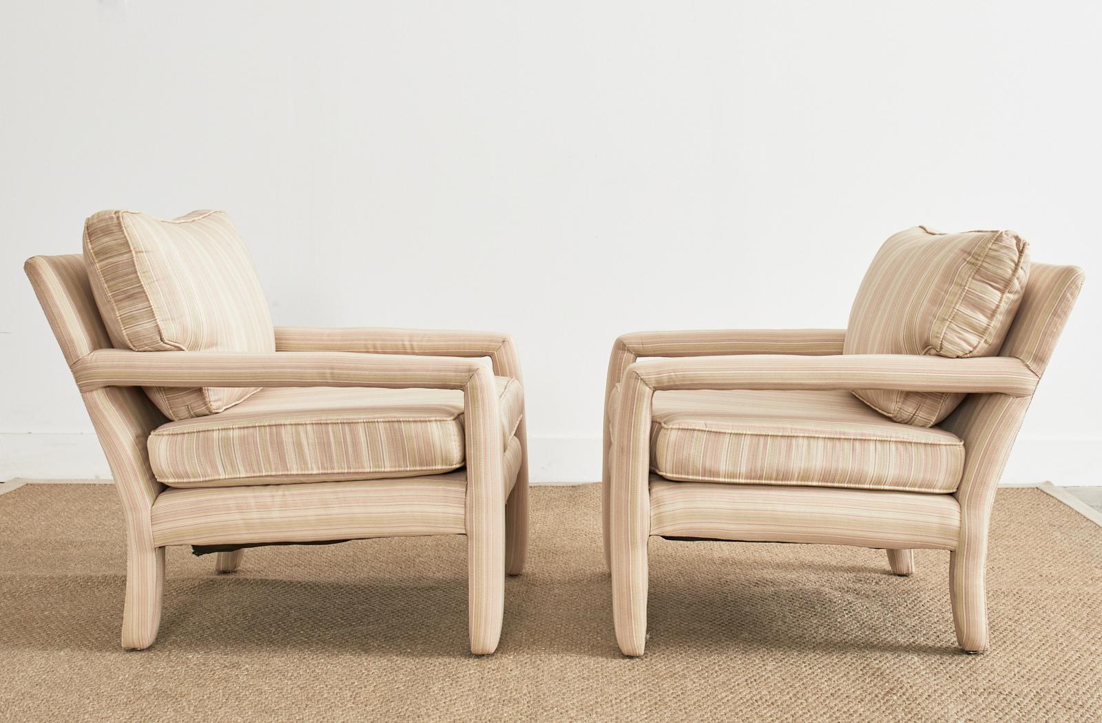 20th Century Pair of Mid-Century Milo Baughman Style Parsons Armchairs