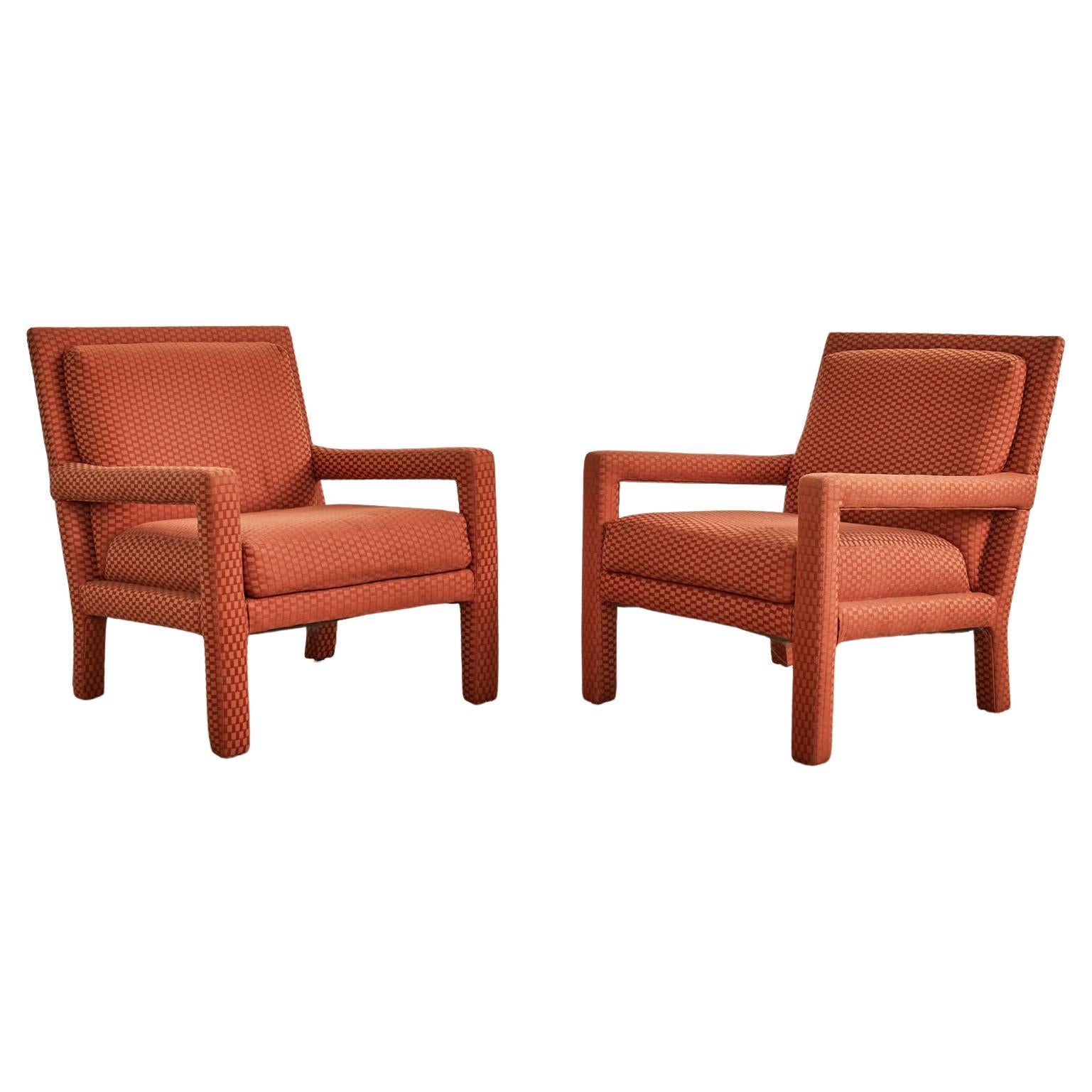 Pair of Midcentury Milo Baughman Style Parsons Armchairs