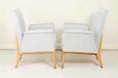 Pair of Mid-Century Modern Baby Blue Velvet Club Armchairs, 1960s