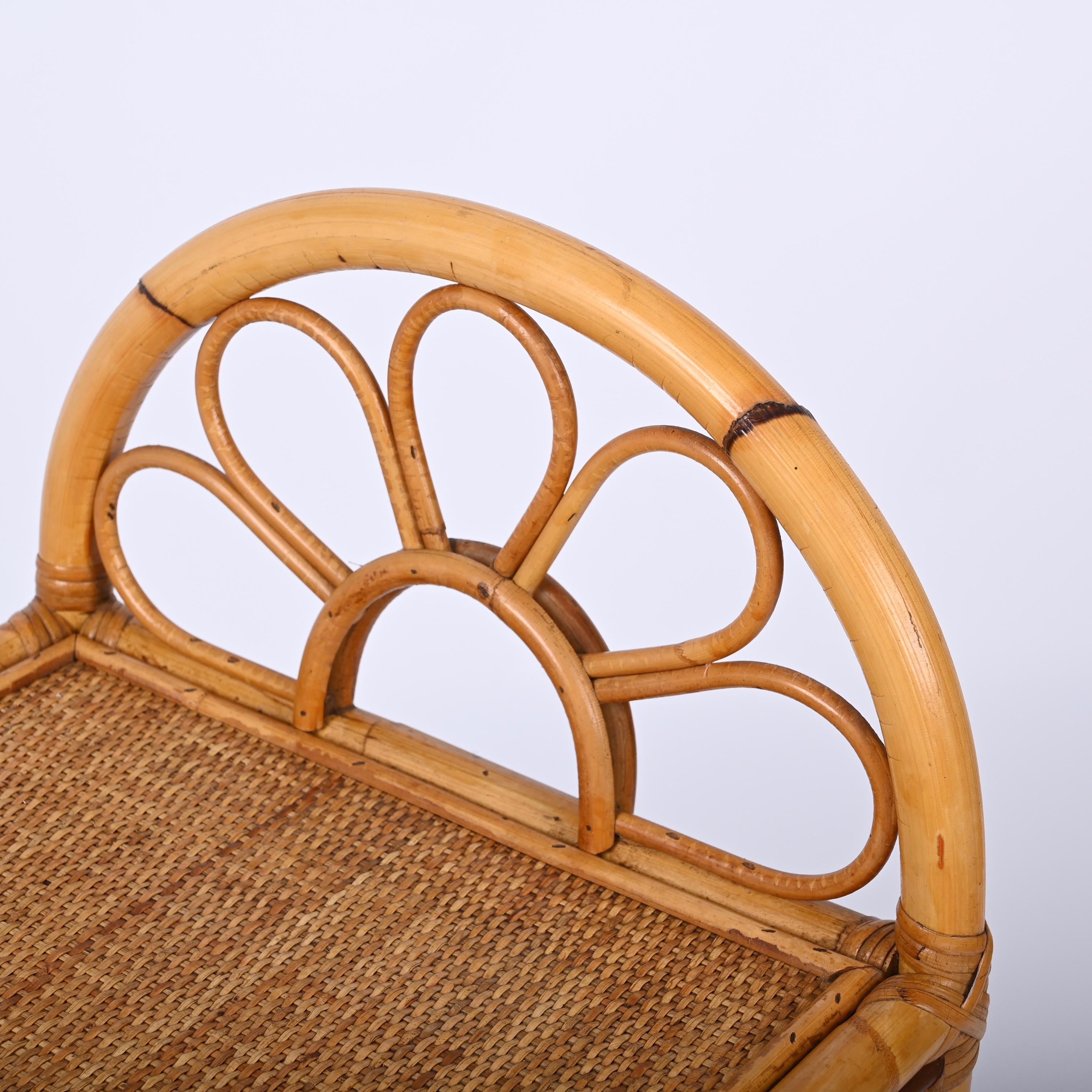 Pair of Mid-Century Modern Bamboo Cane and Rattan Italian Bedside Tables, 1970s 10