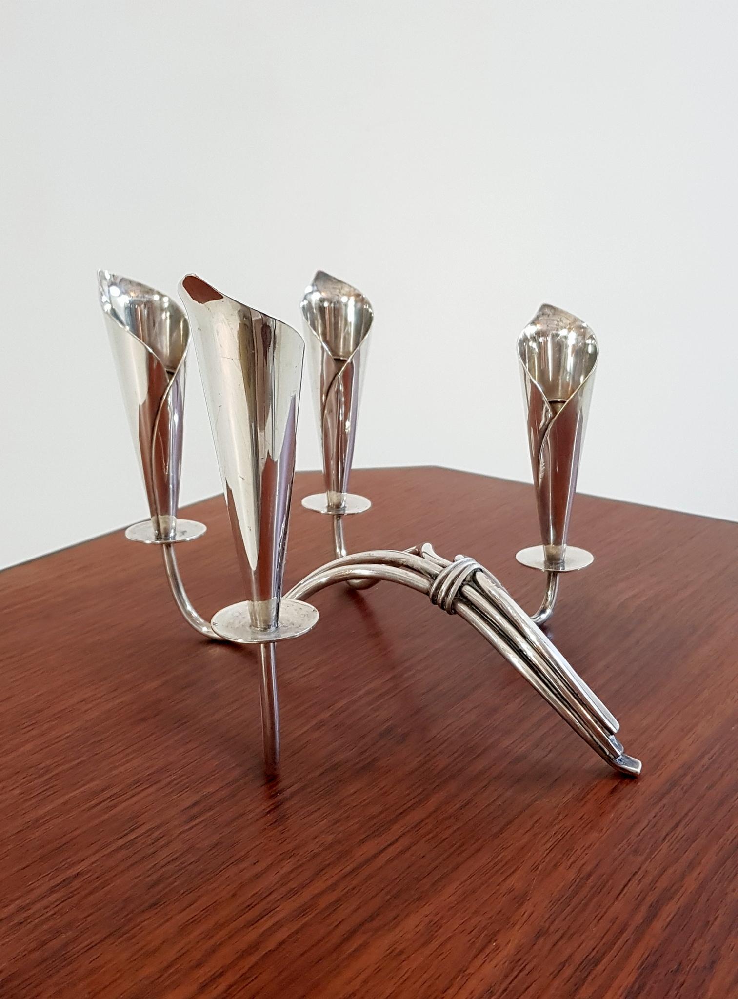 20th Century Pair of Mid-Century Modern Candlesticks by Hans Jensen Denmark