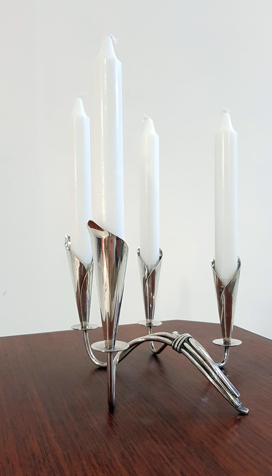 Pair of Mid-Century Modern Candlesticks by Hans Jensen Denmark 2