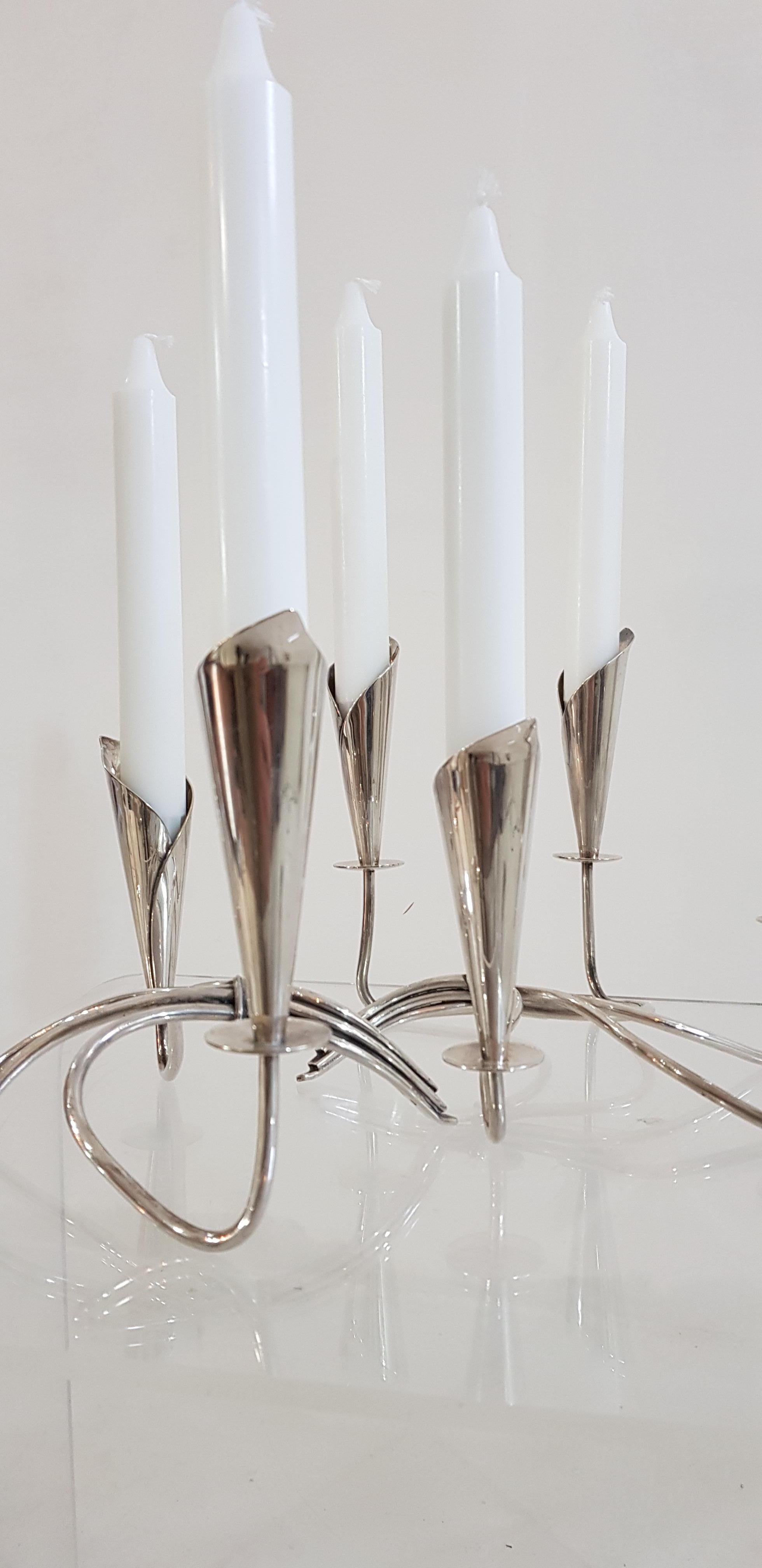 Pair of Mid-Century Modern Candlesticks by Hans Jensen Denmark 3