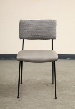 Pair of Midcentury Modern Case Study Iron Chairs with Leather Seats