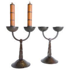 Pair of Midcentury Modern Forged Wrought Iron Candleholder, 1950s, Austria