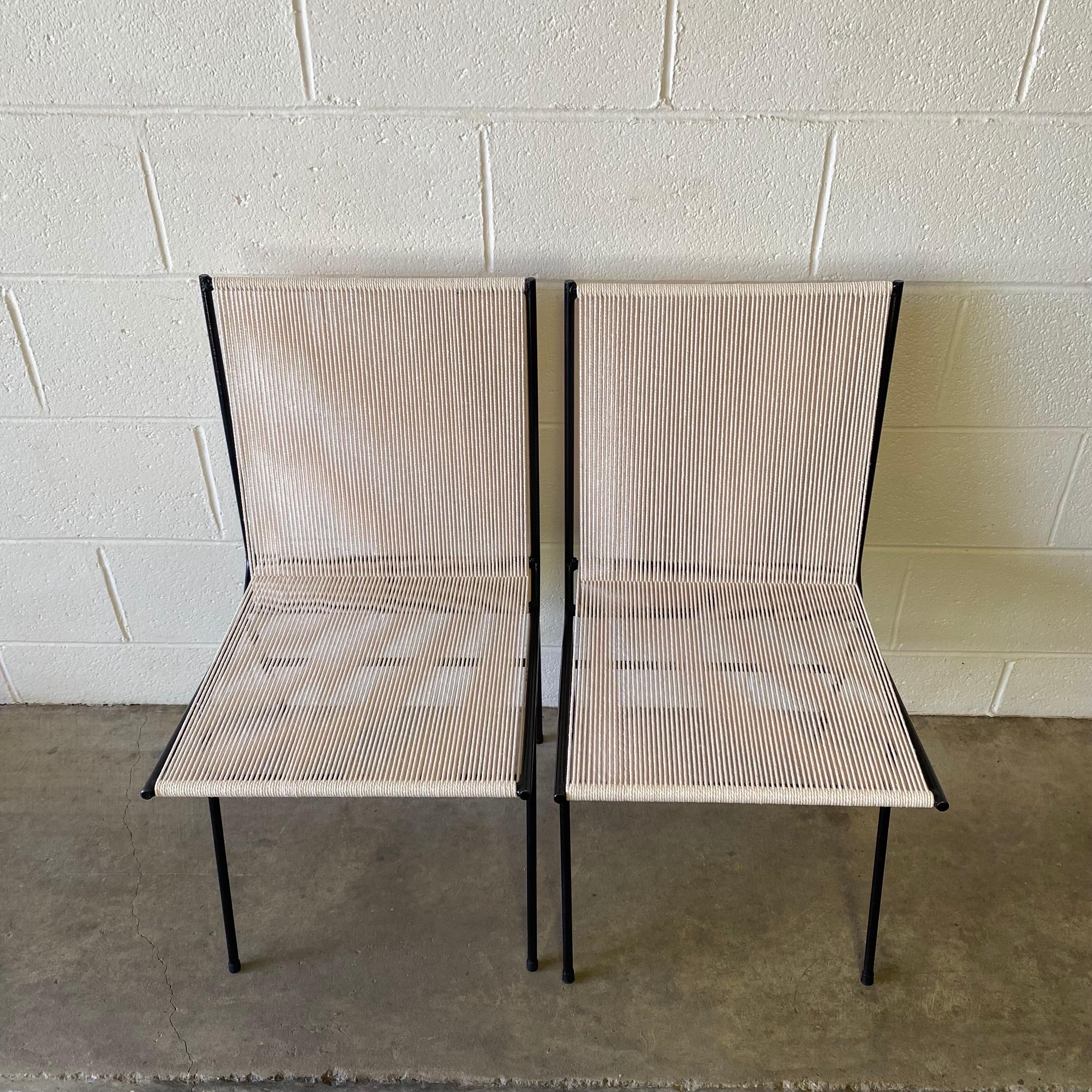 Pair of Mid-Century Modern Iron and String Chairs by Allan Gould, ca. 1952 3