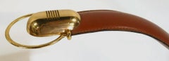 Pair of Mid-Century Modern Italian Leather & Brass Floor Lamps