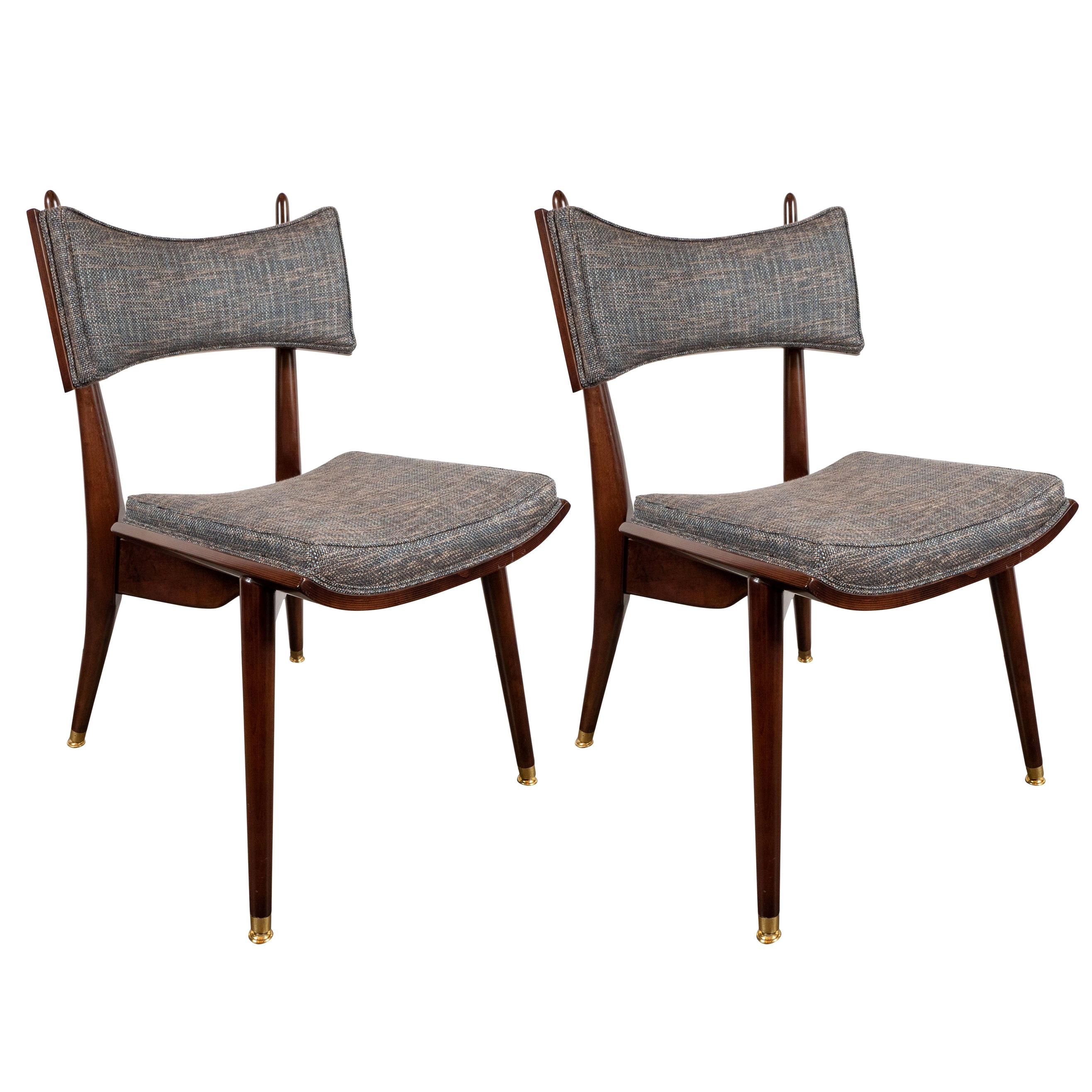 Pair of Midcentury Modern Klismos Side Chairs by Harold Schwartz for Romweber