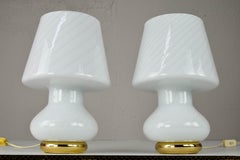 Pair of MidCentury Modern Murano Glass Mushroom Table Lamps for Vetri Italy 1960