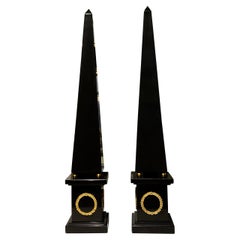 Pair of Mid-Century Modern Neoclassical Style Marble Obelisks