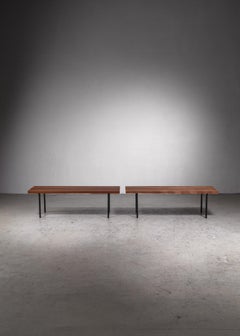 Pair of Midcentury Modern slat benches, Germany, 1950s