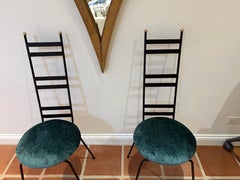 Pair of midcentury modern tall backed metal occasional chairs