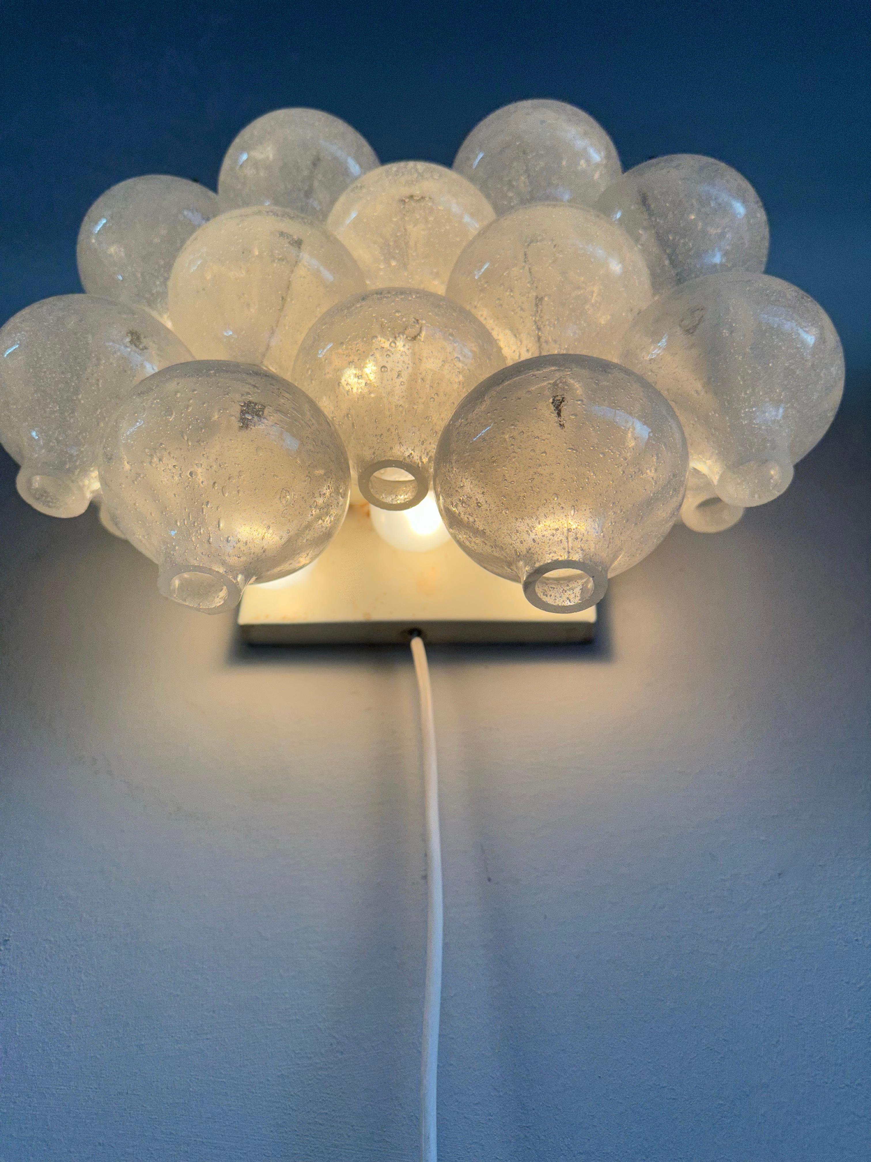 Pair of MidCentury Modern Tulipan Glass Wall Lights Sconces Lamps by Kalmar 1970 For Sale 2