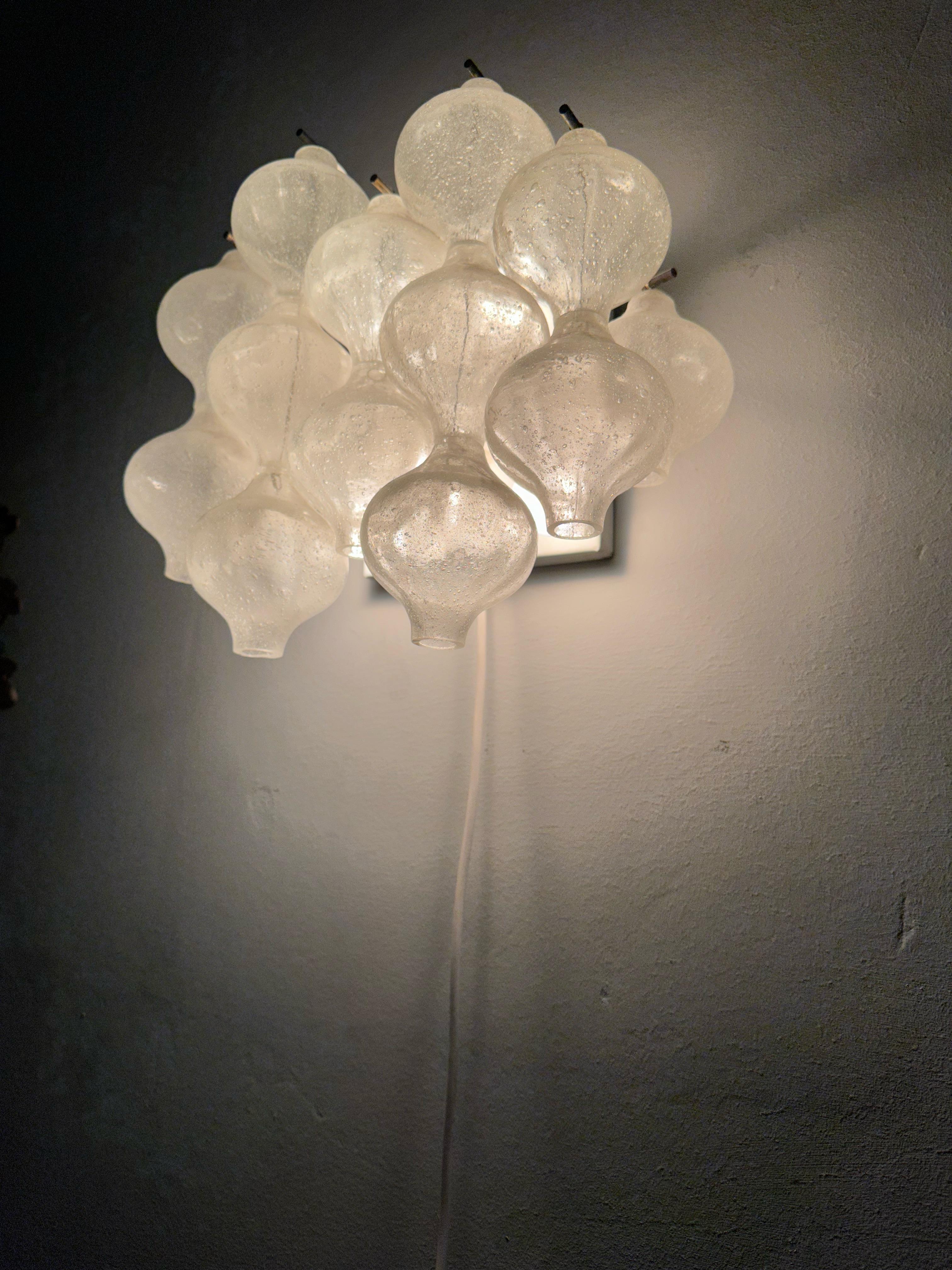 Pair of MidCentury Modern Tulipan Glass Wall Lights Sconces Lamps by Kalmar 1970 For Sale 11