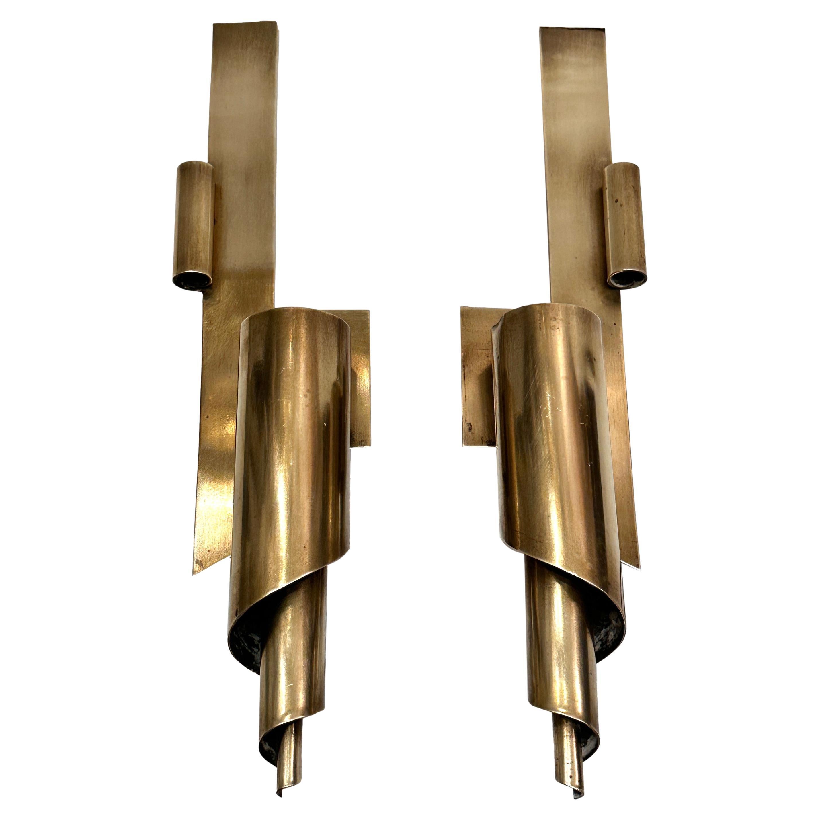 Pair of Midcentury Moderne Sconces For Sale